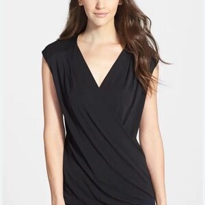 White House Black Market Classic Black Wrap Top Small
